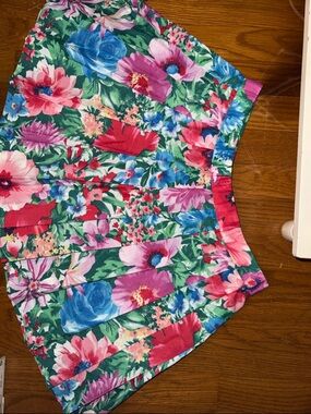 Bright Floral Pleated Skirt - Multicolor Bloom flower vintage retro 90s 80s